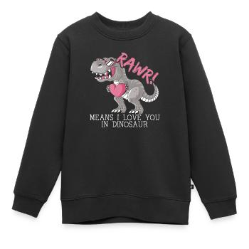 Rawr bedeutet, dass ich dich am Dinosaurier-Valentinstag liebe - Kinder Premium Organic Sweatshirt - Schwarz - Vorne - AI Model Kid Female (0cm)