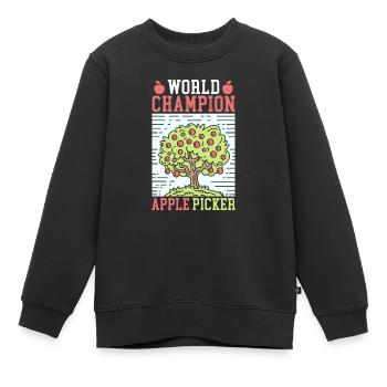 Weltmeister Apfelpflücker Apfelfruchtliebhaber - Kinder Premium Organic Sweatshirt - Schwarz - Vorne - AI Model Kid Female (0cm)