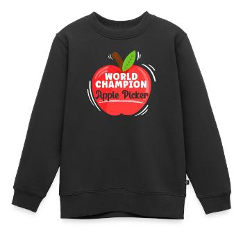 Weltmeister Apfelpflücker Apfelfruchtliebhaber - Kinder Premium Organic Sweatshirt - Schwarz - Vorne - AI Model Kid Female (0cm)