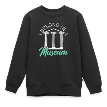 J’appartiens à un amoureux du musée Conservateur de musée - Sweat Premium enfant bio - noir - Devant - AI Model Kid Female (0cm)