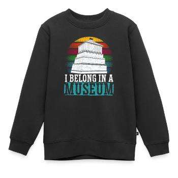 J’appartiens à un amoureux du musée Conservateur de musée - Sweat Premium enfant bio - noir - Devant - AI Model Kid Female (0cm)
