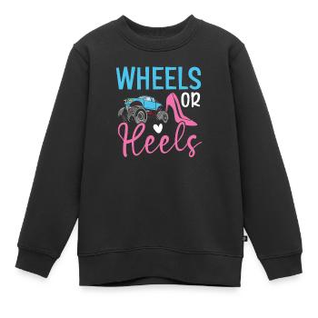 Räder oder Fersen Baby Ankündigung Geschlecht Enthüllung - Kinder Premium Organic Sweatshirt - Schwarz - Vorne - AI Model Kid Female (0cm)