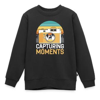 Capturer des moments Photographie Photographe d’appareil photo - Sweat Premium enfant bio - noir - Devant - AI Model Kid Female (0cm)