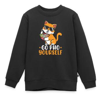 Pho Lover Chopsticks Nouilles vietnamiennes Cuisine asiatique - Sweat Premium enfant bio - noir - Devant - AI Model Kid Female (0cm)