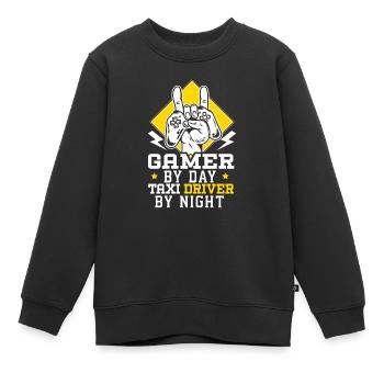Gamer bei Tag Taxifahrer bei Nacht Taxifahrer - Kinder Premium Organic Sweatshirt - Schwarz - Vorne - AI Model Kid Female (0cm)