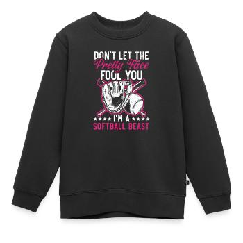 Baseball Girl Joueur de baseball Entraîneur de baseball - Sweat Premium enfant bio - noir - Devant - AI Model Kid Female (0cm)