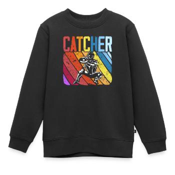 Amateur de baseball Joueur de baseball Receveur de baseball - Sweat Premium enfant bio - noir - Devant - AI Model Kid Female (0cm)