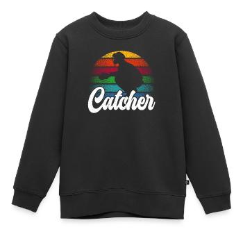 Amateur de baseball Joueur de baseball Receveur de baseball - Sweat Premium enfant bio - noir - Devant - AI Model Kid Female (0cm)