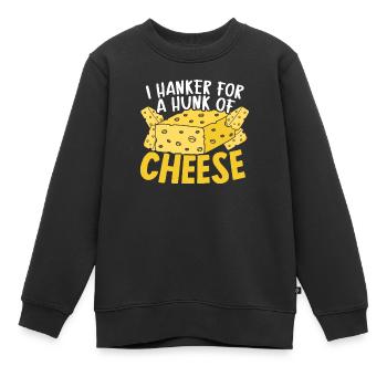 J’ai envie d’un morceau de fromage mangeur de fromage cheesy food - Sweat Premium enfant bio - noir - Devant - AI Model Kid Female (0cm)