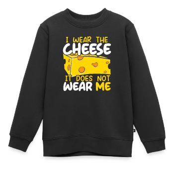 Je porte le fromage Il ne me porte pas de nourriture au fromage - Sweat Premium enfant bio - noir - Devant - AI Model Kid Female (0cm)