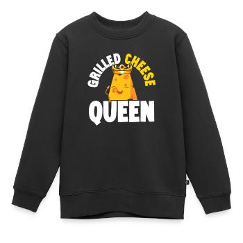 Fromage grillé Queen Cheesy Food Lover Foodie - Sweat Premium enfant bio - noir - Devant - AI Model Kid Female (0cm)