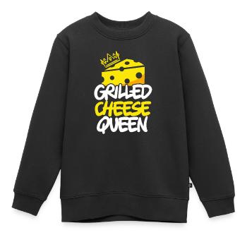 Grilled Cheese Queen Cheesy Food Lover Foodie - Kids Premium Organic Sweatshirt - black - Front - AI Model Kid Female (0cm)