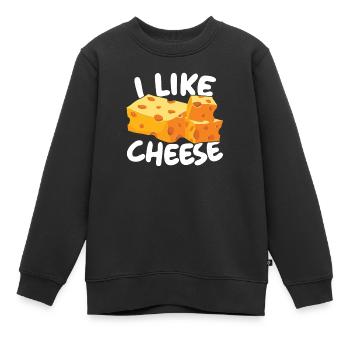 I Like Cheese Eater Cheesy Food Lover Foodie - Kids Premium Organic Sweatshirt - black - Front - AI Model Kid Female (0cm)