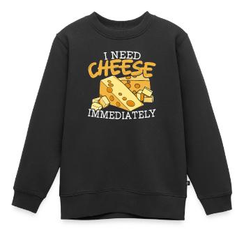 J’ai besoin de fromage immédiatement ringard gourmand - Sweat Premium enfant bio - noir - Devant - AI Model Kid Female (0cm)