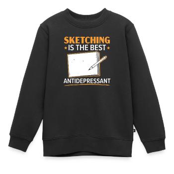 Skizzieren Zeichnen Kritzeln Zeichnen Zeichner - Kinder Premium Organic Sweatshirt - Schwarz - Vorne - AI Model Kid Female (0cm)