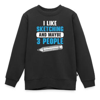 Skizzieren Zeichnen Kritzeln Zeichnen Zeichner - Kinder Premium Organic Sweatshirt - Schwarz - Vorne - AI Model Kid Female (0cm)