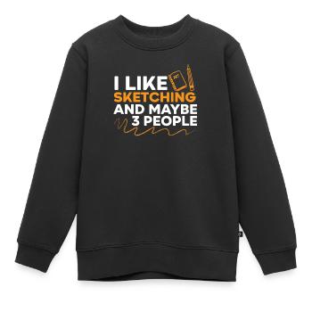 Skizzieren Zeichnen Kritzeln Zeichnen Zeichner - Kinder Premium Organic Sweatshirt - Schwarz - Vorne - AI Model Kid Female (0cm)