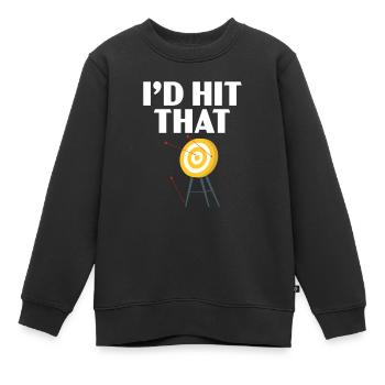 Ich würde das Bogenschützenschießen Pfeilschießen Bogenschießen Bogenschießen treffen - Kinder Premium Organic Sweatshirt - Schwarz - Vorne - AI Model Kid Female (0cm)