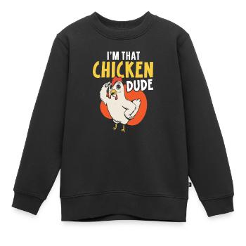 Poulet fermier Poulet Chuchoteur Animal de la ferme - Sweat Premium enfant bio - noir - Devant - AI Model Kid Female (0cm)