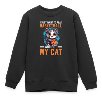 Basketball Cat Basketteur Joueur de basket-ball J’aime le basket-ball - Sweat Premium enfant bio - noir - Devant - AI Model Kid Female (0cm)