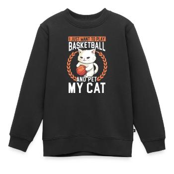 Basketball Katze Basketballspieler Ich liebe Basketball - Kinder Premium Organic Sweatshirt - Schwarz - Vorne - AI Model Kid Female (0cm)