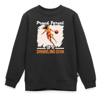 Tochter Basketball Sport Basketball Papa Mama - Kinder Premium Organic Sweatshirt - Schwarz - Vorne - AI Model Kid Female (0cm)
