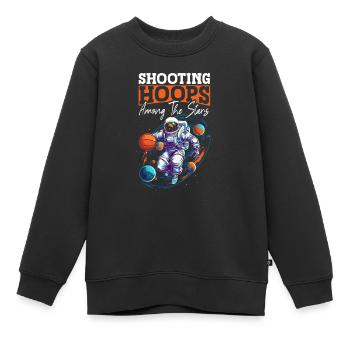Astronaut Basketball Outerspace Basketballspieler - Kinder Premium Organic Sweatshirt - Schwarz - Vorne - AI Model Kid Female (0cm)