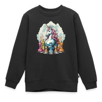 Schachbrettspiel Schachmatt Strategie Schachspieler - Kinder Premium Organic Sweatshirt - Schwarz - Vorne - AI Model Kid Female (0cm)