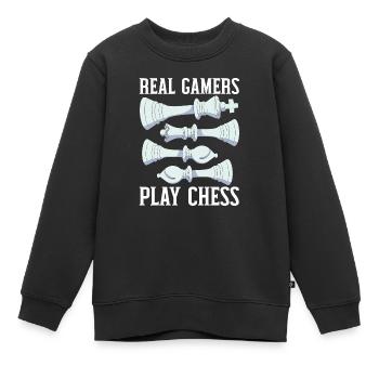 Schachbrettspiel Schachmatt Strategie Schachspieler - Kinder Premium Organic Sweatshirt - Schwarz - Vorne - AI Model Kid Female (0cm)