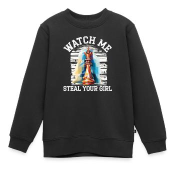 Schachbrettspiel Schachmatt Strategie Schachspieler - Kinder Premium Organic Sweatshirt - Schwarz - Vorne - AI Model Kid Female (0cm)