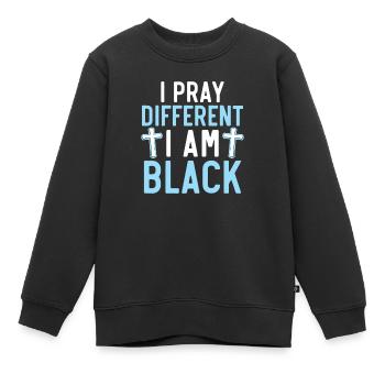 Christianisme afro-américain afro-américain Noir - Sweat Premium enfant bio - noir - Devant - AI Model Kid Female (0cm)