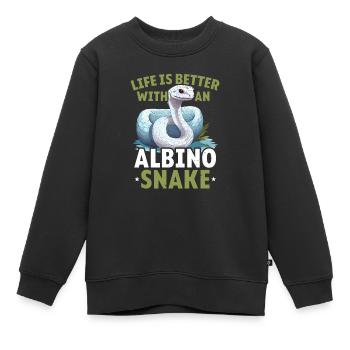 Albino-Kugel Phyton Giftige Schlange Albino-Schlange - Kinder Premium Organic Sweatshirt - Schwarz - Vorne - AI Model Kid Female (0cm)
