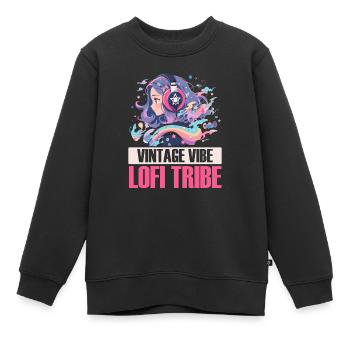 Lofi Mélomane Basse Fidélité Esthétique Japonaise - Sweat Premium enfant bio - noir - Devant - AI Model Kid Female (0cm)