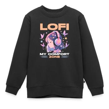 Lofi Mélomane Basse Fidélité Esthétique Japonaise - Sweat Premium enfant bio - noir - Devant - AI Model Kid Female (0cm)