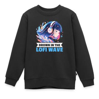 Lofi Mélomane Basse Fidélité Esthétique Japonaise - Sweat Premium enfant bio - noir - Devant - AI Model Kid Female (0cm)