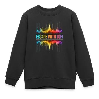 Lofi Mélomane Basse Fidélité Esthétique Japonaise - Sweat Premium enfant bio - noir - Devant - AI Model Kid Female (0cm)