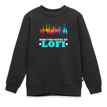 Lofi Mélomane Basse Fidélité Esthétique Japonaise - Sweat Premium enfant bio - noir - Devant - AI Model Kid Female (0cm)