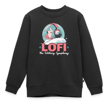 Lofi Mélomane Basse Fidélité Esthétique Japonaise - Sweat Premium enfant bio - noir - Devant - AI Model Kid Female (0cm)