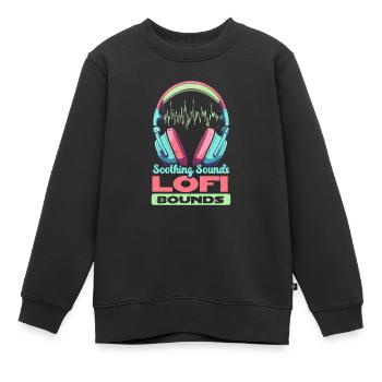 Lofi Mélomane Basse Fidélité Esthétique Japonaise - Sweat Premium enfant bio - noir - Devant - AI Model Kid Female (0cm)