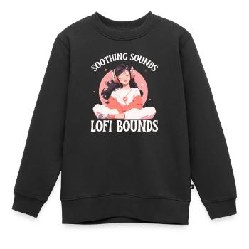 Lofi Mélomane Basse Fidélité Esthétique Japonaise - Sweat Premium enfant bio - noir - Devant - AI Model Kid Female (0cm)