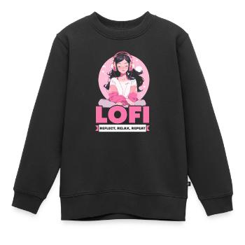 Lofi Mélomane Basse Fidélité Esthétique Japonaise - Sweat Premium enfant bio - noir - Devant - AI Model Kid Female (0cm)