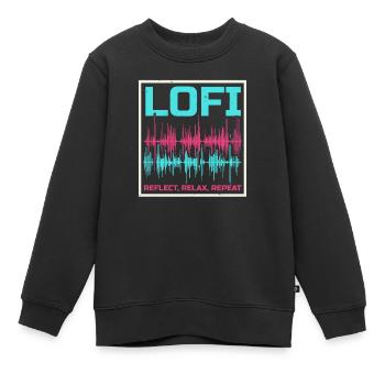 Lofi Mélomane Basse Fidélité Esthétique Japonaise - Sweat Premium enfant bio - noir - Devant - AI Model Kid Female (0cm)