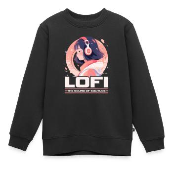 Lofi Mélomane Basse Fidélité Esthétique Japonaise - Sweat Premium enfant bio - noir - Devant - AI Model Kid Female (0cm)