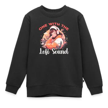 Lofi Mélomane Basse Fidélité Esthétique Japonaise - Sweat Premium enfant bio - noir - Devant - AI Model Kid Female (0cm)