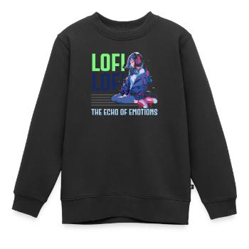 Lofi Mélomane Basse Fidélité Esthétique Japonaise - Sweat Premium enfant bio - noir - Devant - AI Model Kid Female (0cm)