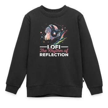 Lofi Mélomane Basse Fidélité Esthétique Japonaise - Sweat Premium enfant bio - noir - Devant - AI Model Kid Female (0cm)