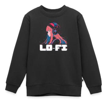 Lofi Mélomane Basse Fidélité Esthétique Japonaise - Sweat Premium enfant bio - noir - Devant - AI Model Kid Female (0cm)