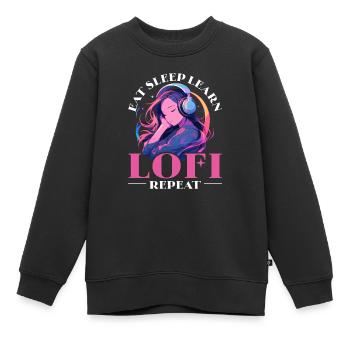 Lofi Mélomane Basse Fidélité Esthétique Japonaise - Sweat Premium enfant bio - noir - Devant - AI Model Kid Female (0cm)
