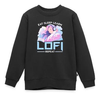 Lofi Mélomane Basse Fidélité Esthétique Japonaise - Sweat Premium enfant bio - noir - Devant - AI Model Kid Female (0cm)
