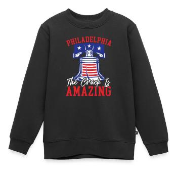 Philadelphia City, Pennsylvania, Vereinigte Staaten - Kinder Premium Organic Sweatshirt - Schwarz - Vorne - AI Model Kid Female (0cm)